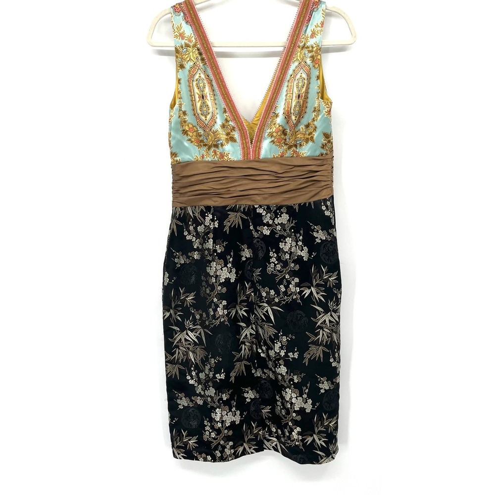 Phoebe Couture Chinoiserie Pattern y2k Silk sheath sleeveless boho chic dress 8